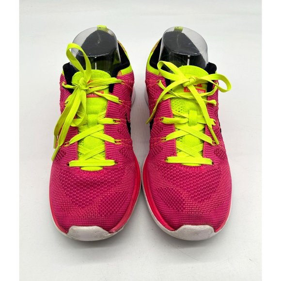 Nike Tenis Womens Flyknit One Lunarlon Running Shoes Pink/Volt Size 8 EUR 39 - Picture 2 of 13